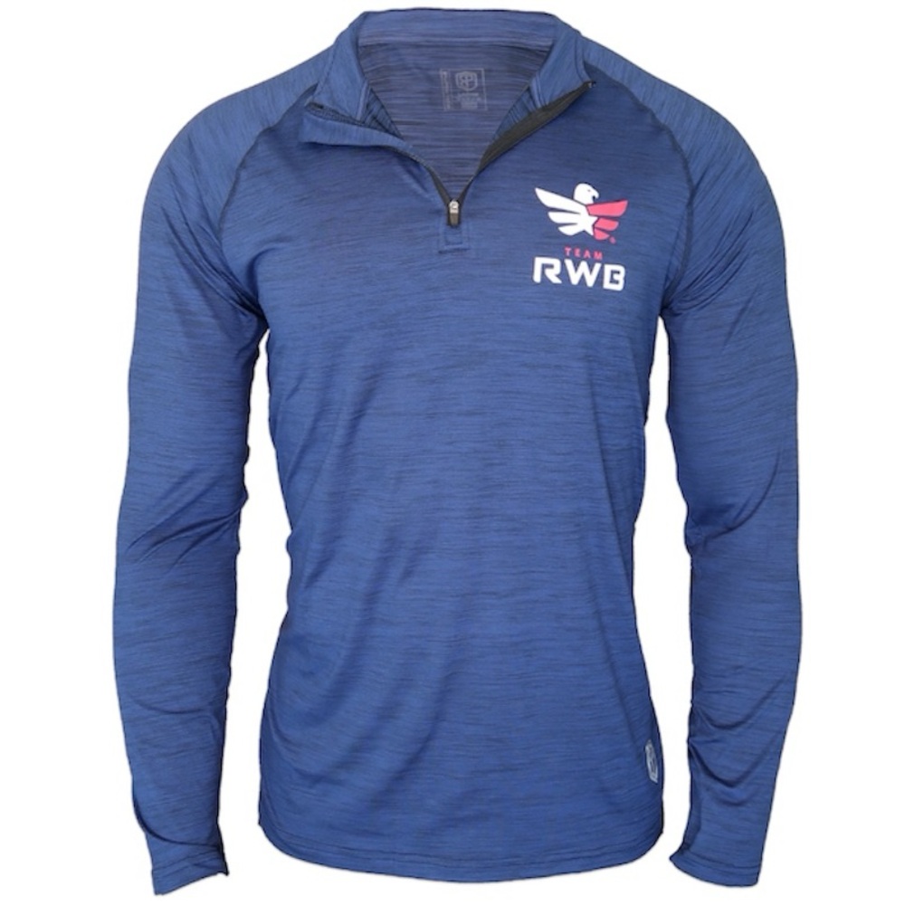 Born Primitive Athletic Shirt Long Sleeve Zip Pullover Team RWB Blue Mens Large